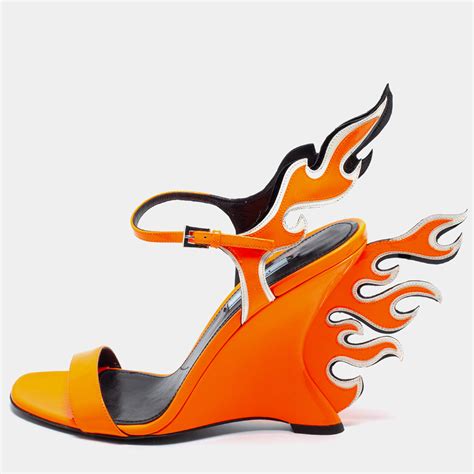 prada flame wedge sandals|prada ankle strap platform sandals.